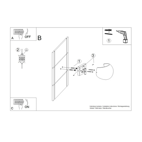 Lampă de perete GLOBE beton