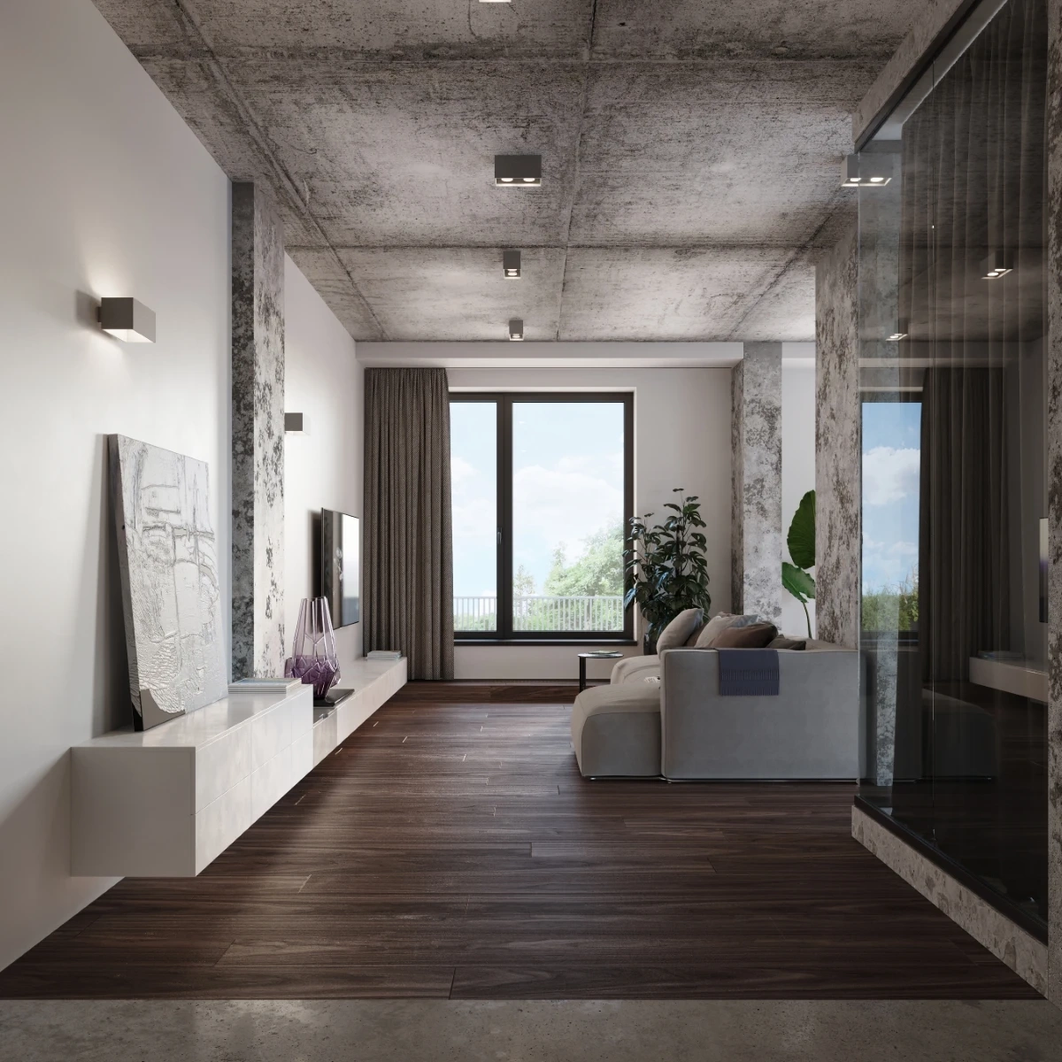 Plafonieră QUAD gri