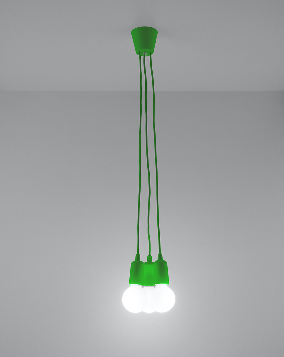 DIEGO 3 lampă suspendată verde + 3x bec LED E27 4000K rece 7,5W 650lm
