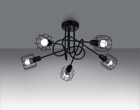 Candelabru BELUCI 5S negru + 5x bec LED E14 3000K cald 7.5W 620lm