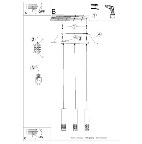 Lampă suspendată LIRO 3L alb