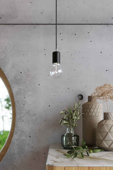 Lampă suspendată EDISON 1 LONG negru + 1x bec LED E27 4000K rece 7,5W 650lm