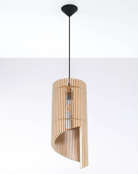 ALEXIA lampă suspendată lemn natural +1x bec LED E27 4000K rece 7.5W 650lm