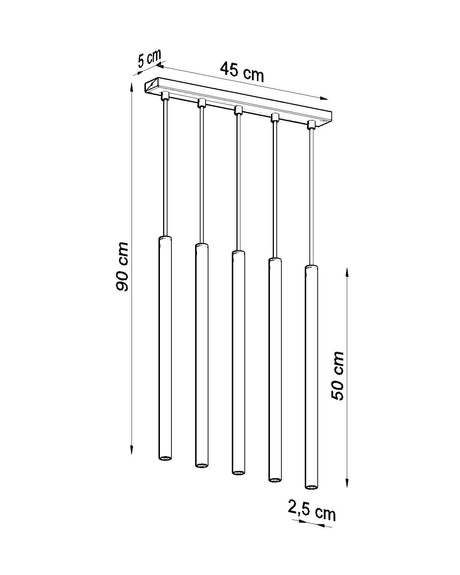 PASTELO 5 lampă suspendată neagră + 5x bec LED G9 4000K Cold 4,5W 530lm