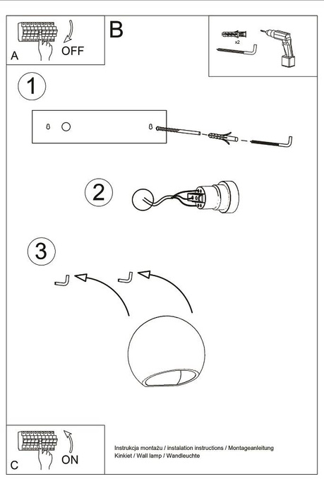 GLOBE lampă de perete lăcuită alb lucios + 1x bec LED E27 4000K Cold 7.5W 650lm