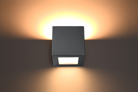 Aplică ceramică LEO gri + 1x bec LED E27 4000K rece 7.5W 650lm