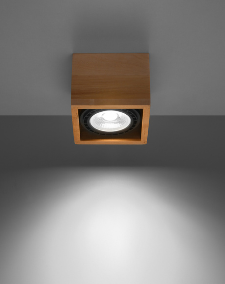 Plafonieră QUATRO 1 lemn natural + 1x bec LED GU10 AR111 3000K Warm 12W 800lm