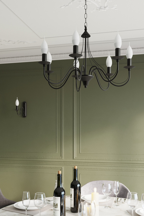 Candelabru MINERWA 7 negru + 7x bec LED E14 3000K cald 7.5W 620lm