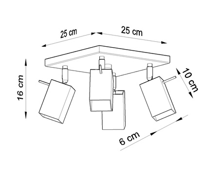 Plafonieră MERIDA 4 alb +4x bec LED GU-10 3000K cald 7W 620lm