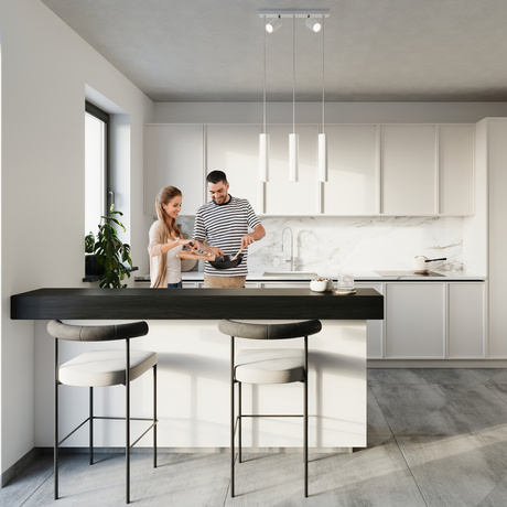 RING 3 lampă suspendată albă + 5x bec LED GU-10 3000K Warm 7W 620lm