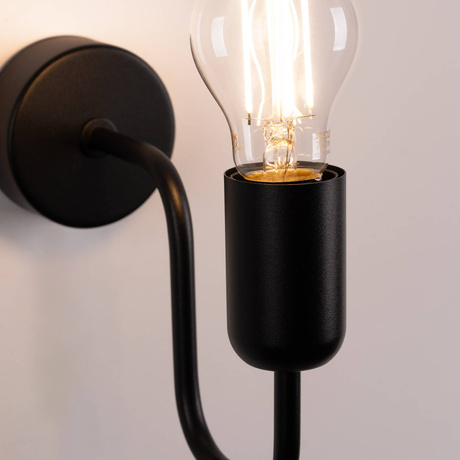 VECTOR lampă de perete negru + 1X bec LED E27 3000K 7W 760lm