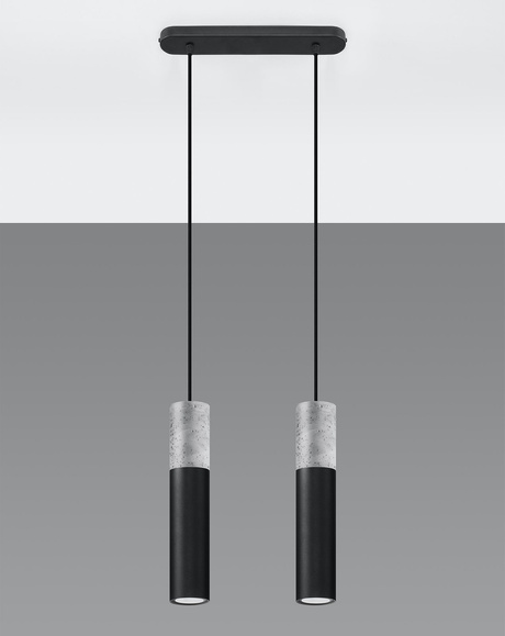 Lampă suspendată BORGIO 2 negru + 2x bec LED GU-10 4000K rece 7W 630lm