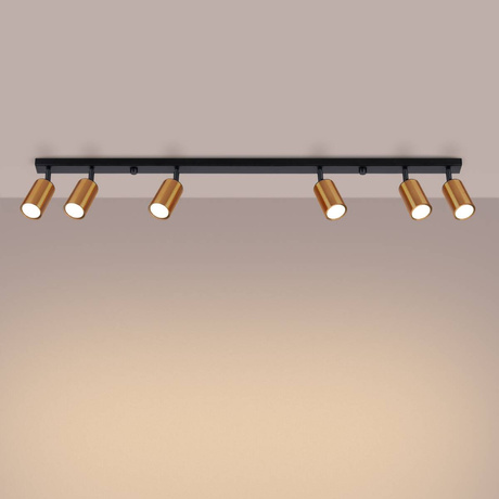 Plafonieră WINX 6L negru / cupru + 6x bec LED GU-10 4000K rece 7W 530lm