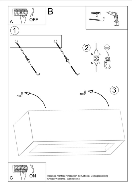 VEGA 30 lampă de perete din beton + 1x bec LED E27 3000K Warm 7.5W 620lm