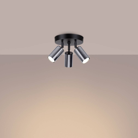 Plafonieră WINX 3P negru/cromo + 3 becuri LED GU-10 3000K Warm 7W 510lm