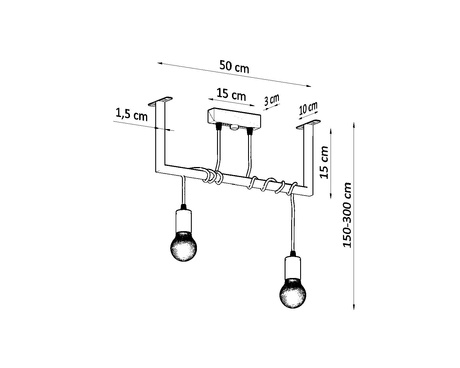 Candelabru SALAMANCA 2 negru + 2x bec LED E27 3000K cald 7.5W 620lm
