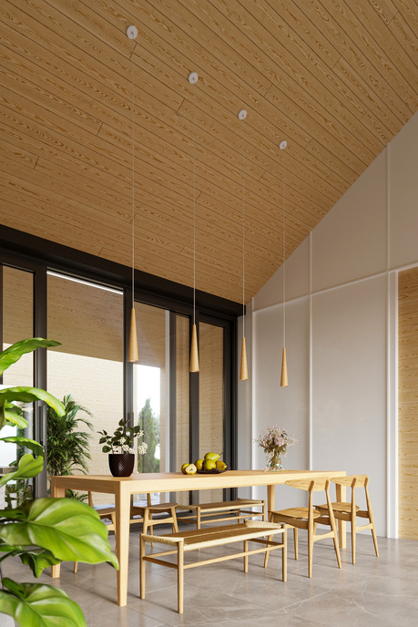 SULA 3P lampă suspendată lemn natural + 3x GU-10 3000K cald 7W bec LED 620lm