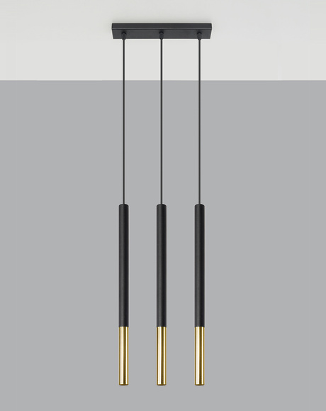 MOZAICA 3L negru / aur lampă suspendată + 3x bec LED G9 4000K rece 4,5W 530lm
