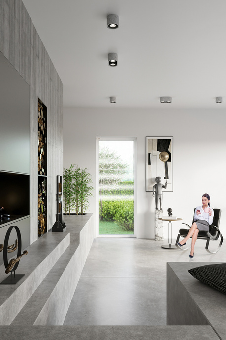 Plafonieră BASIC 1 beton + 1x bec LED GU10 AR111 4000K COLD 12W 850lm