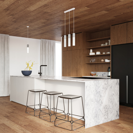 Lampă suspendată BORGIO 1 alb + 1x bec LED GU-10 3000K cald 7W 620lm