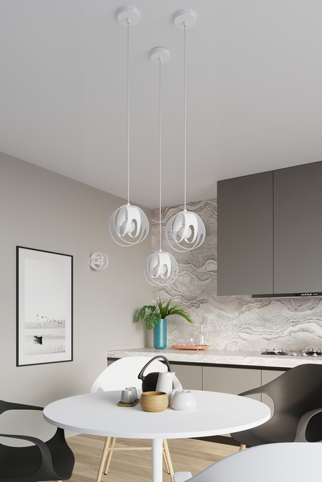 TULOS 3P lampă suspendată alb + 3x bec LED E27 4000K rece 7,5W 650lm