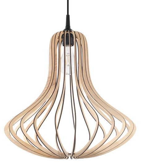 Lampă suspendată ELZA lemn natural + 1x bec LED E27 4000K rece 7,5W 650lm