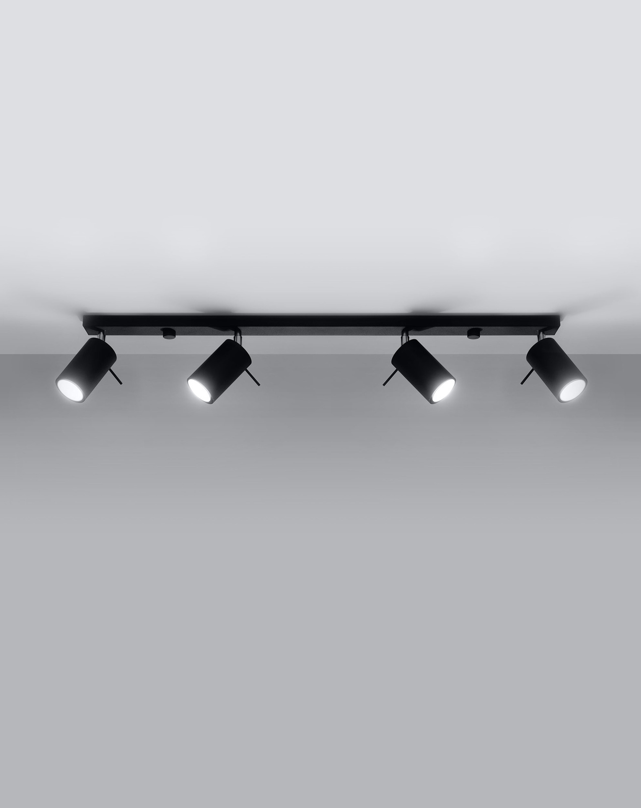 Plafonieră RING 4L negru + 4x bec LED GU-10 4000K rece 7W 630lm