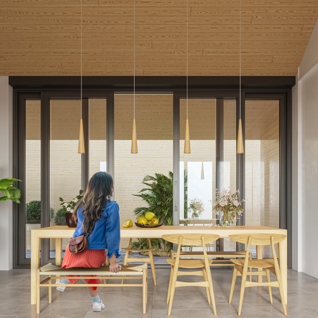 SULA 3P lampă suspendată lemn natural + 3x GU-10 3000K cald 7W bec LED 620lm