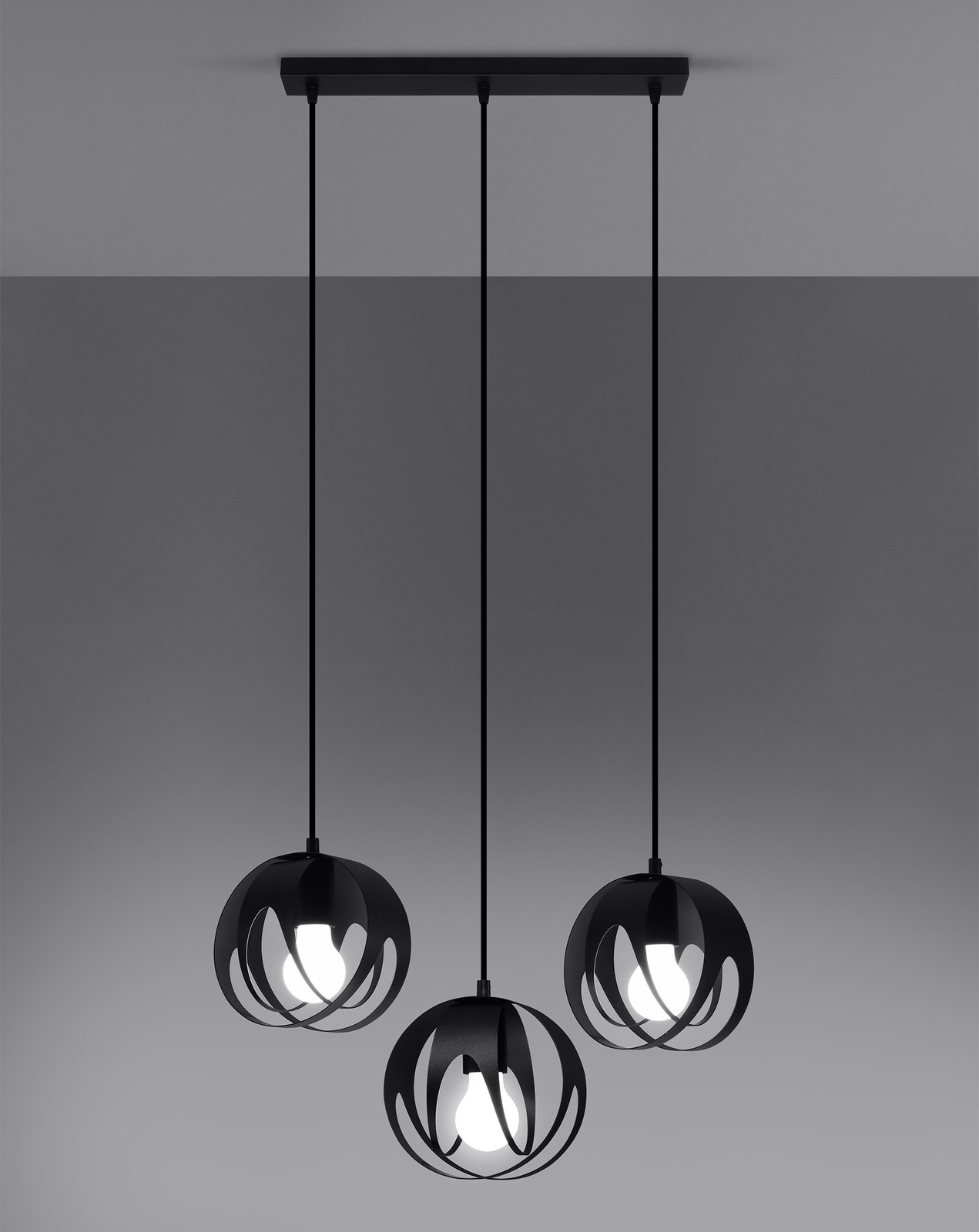 Lampă suspendată TULOS 3L negru + 3x bec LED E27 3000K Warm 7.5W 620lm