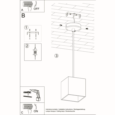 Lampă suspendată QUAD 1 negru