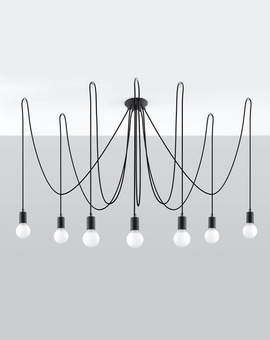 Lampă suspendată EDISON 7 negru + 7x bec LED E27 4000K rece 7,5W 650lm