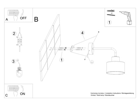 SAVAR 1 lampă de perete negru + 1x bec LED E27 4000K rece 7,5W 690lm