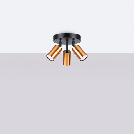 Plafonieră WINX 3P negru / cupru + 3x bec LED GU-10 3000K Warm 7W 510lm