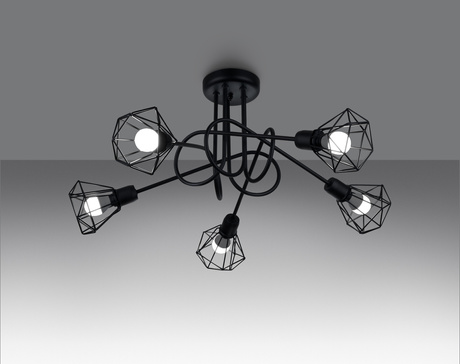 Candelabru ARTEMIS 5S negru + 5x bec LED E14 4000K rece 7.5W 680lm