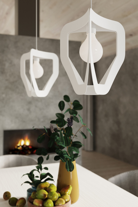 TRES lampă suspendată alb + 1x bec LED E27 3000K cald 7.5W 620lm