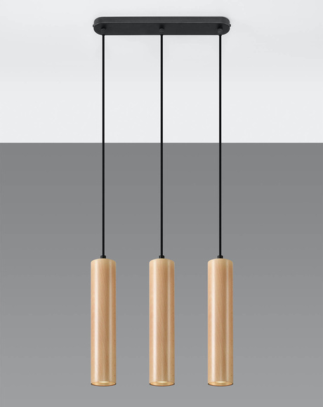 LINO 3 lampă suspendată din lemn natural + 3x GU-10 4000K rece 7W 630lm bec LED