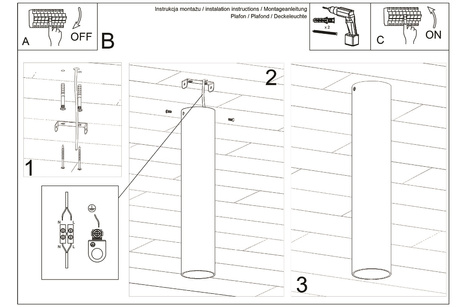 Plafonieră LAGOS 30 alb + 1x bec LED GU-10 3000K cald 7W 620lm
