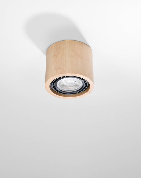 Plafonieră BASIC 1 lemn natural + 1x bec LED GU10 AR111 3000K Warm 12W 800lm