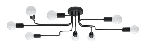 Candelabru VECTOR 8 negru + 8x bec LED E27 4000K rece 7.5W 650lm