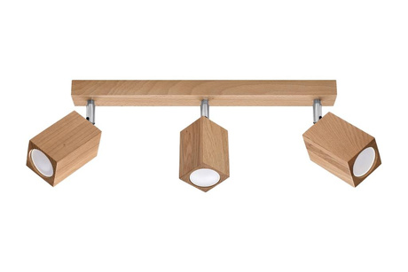 Plafonieră KEKE 3 stejar + 3x bec LED GU-10 4000K Rece 7W 630lm