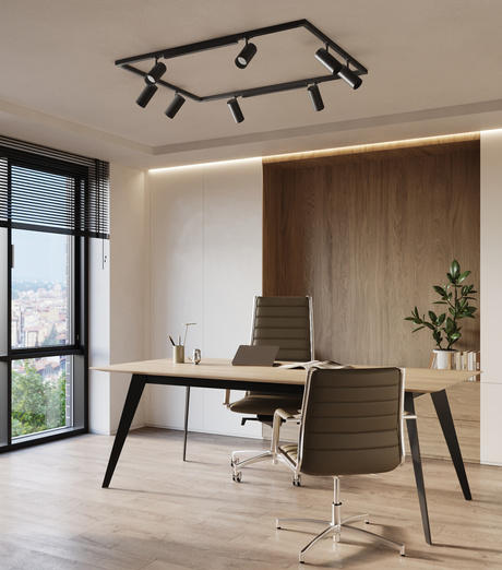 Plafonieră, 10 spoturi, sistem 3-rail, REO/LUCIE negru LED 272W 4000K