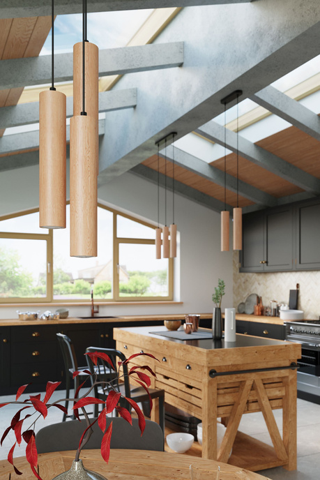 LINO 3P lampă suspendată lemn natural + 3x LED GU-10 4000K rece 7W 630lm bec