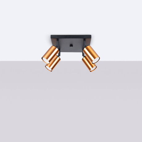 Plafonieră WINX 4 negru / cupru + 4x bec LED GU-10 4000K rece 7W 530lm
