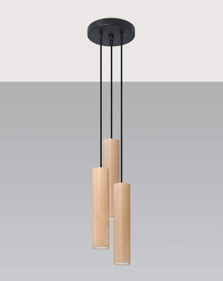 LINO 3P lampă suspendată lemn natural + 3x GU-10 3000K cald 7W 620lm bec LED