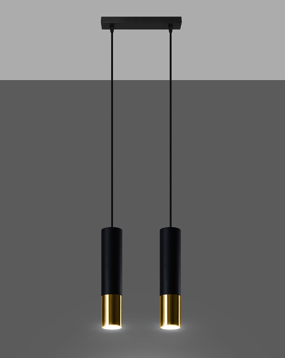 LOOPEZ 2 negru / aur lampă suspendată + 2x GU-10 4000K rece 7W 630lm bec LED