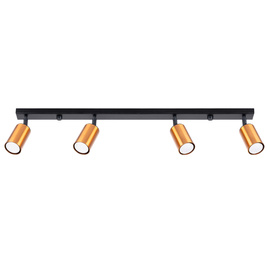 Plafonieră WINX 4L negru / cupru + 4x bec LED GU-10 3000K Warm 7W 510lm