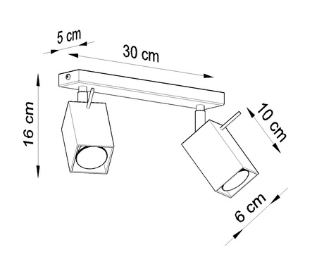 Plafonieră MERIDA 2 negru + 2x bec LED GU-10 4000K rece 7W 630lm
