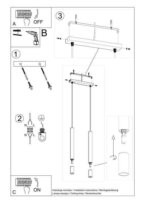 WEZYR 2 lampă suspendată albă + 2x bec LED G9 4000K rece 4,5W 530lm