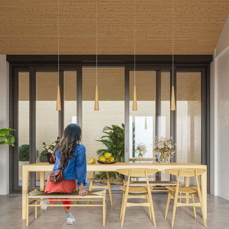 SULA 3P lampă suspendată lemn natural + 3x GU-10 3000K cald 7W bec LED 620lm