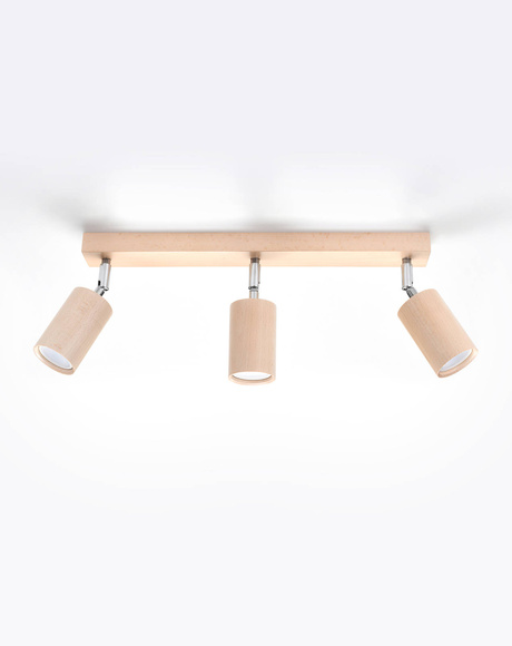 Plafonieră BERG 3 lemn natural + 3x bec LED GU-10 4000K rece 7W 630lm